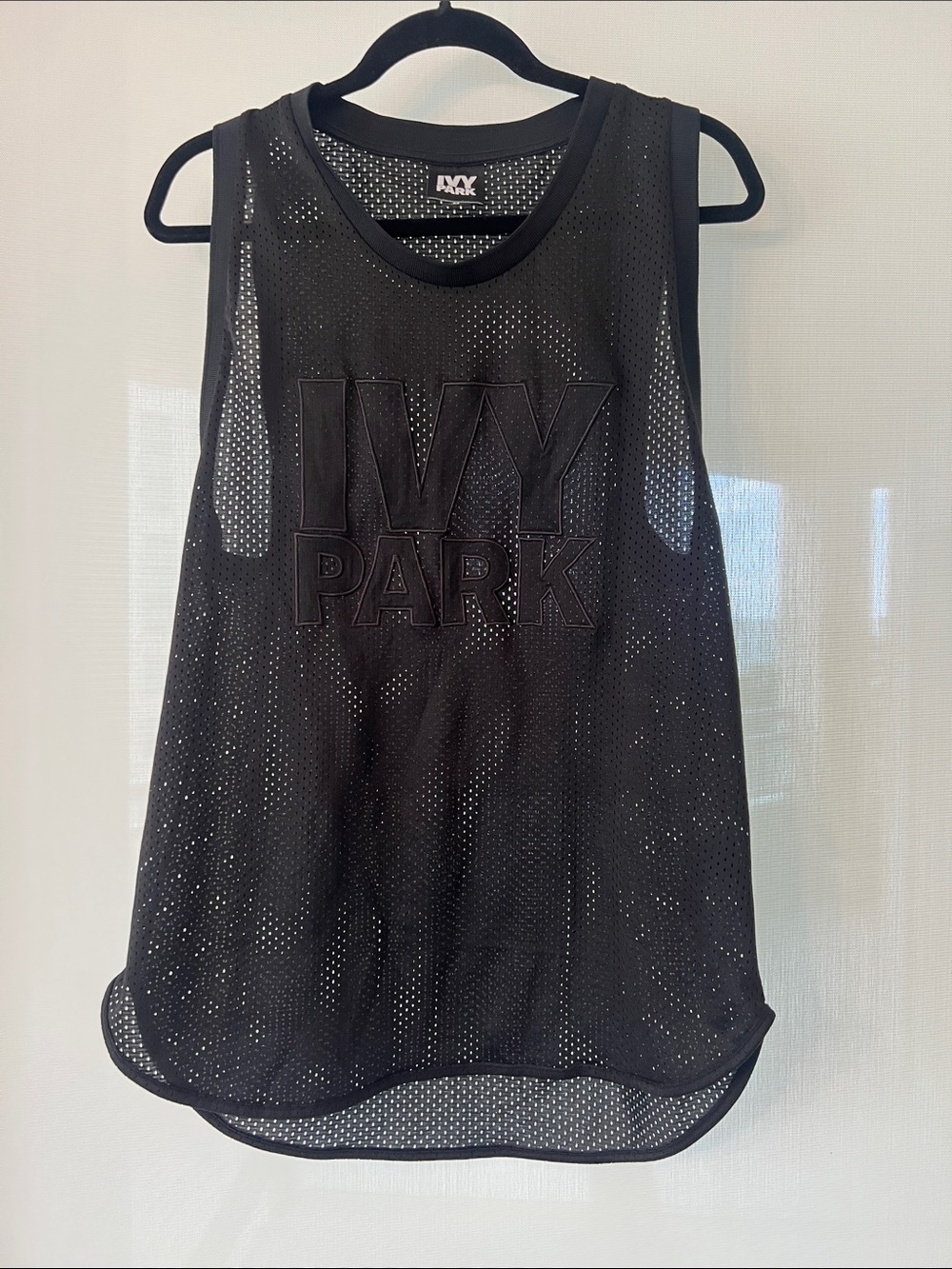 IVY PARK Black Mesh Logo Tank Top